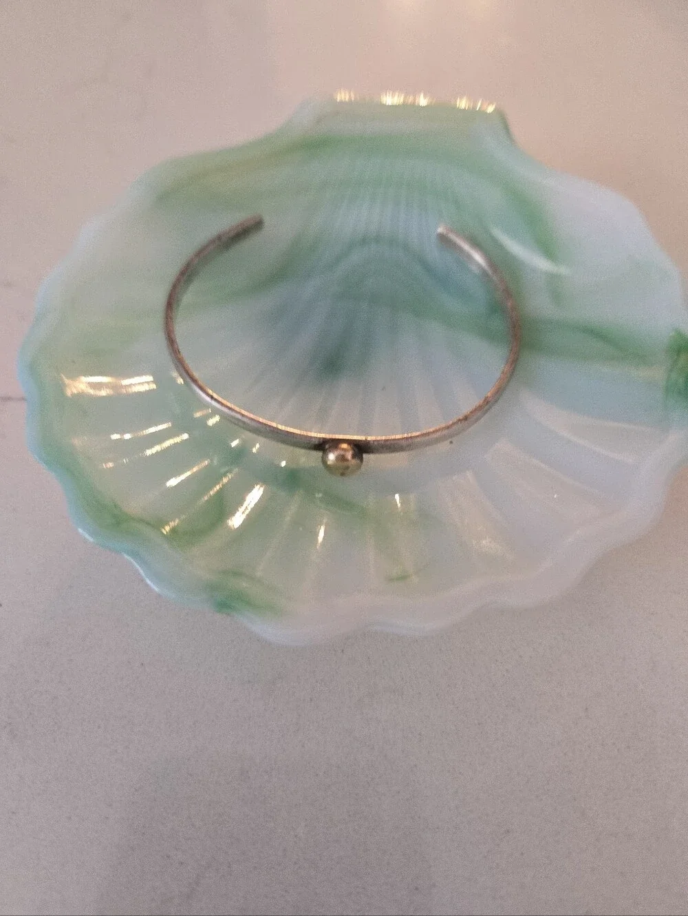 Cape Cod Style Bracelet. Sterling Silver W Gold Ball.